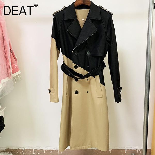 women's trench coats {deat} women khaki patchwork asymmetrical lapel long sleeve loose windbreaker fashion tide spring autumn 2021 7e08, Tan;black
women's trench coats {deat} women khaki patchwork asymmetrical lapel long sleeve loose windbreaker fashion tide spring autumn 2021 7e08, Tan;black