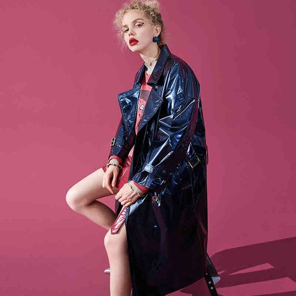 lautaro pink patent leather trench coat for women long sleeve double breasted oversized high fashion womens clothing 201120, Black
lautaro pink patent leather trench coat for women long sleeve double breasted oversized high fashion womens clothing 201120, Black