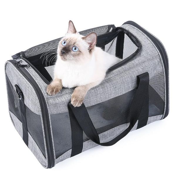 

carrier for cats pet travel soft sided portable bag small dogs puppies collapsible durable friendly cat carriers,crates & houses