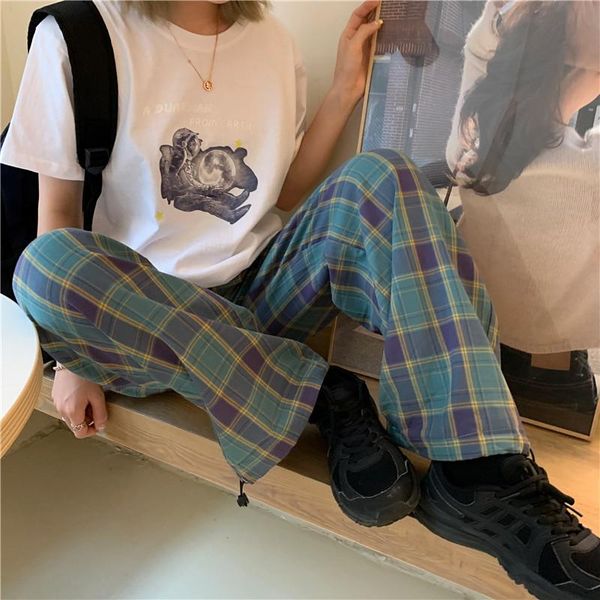 women's pants & capris woman spring vintage plaid for casual joggers student korean loose straight leg wide female trousers, Black;white
women's pants & capris woman spring vintage plaid for casual joggers student korean loose straight leg wide female trousers, Black;white