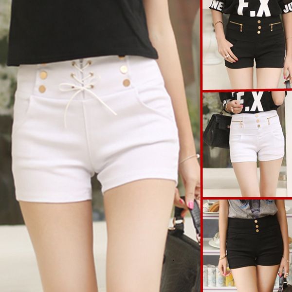 shorts summer high waisted super elastic shorts for women, White;black 
shorts summer high waisted super elastic shorts for women, White;black