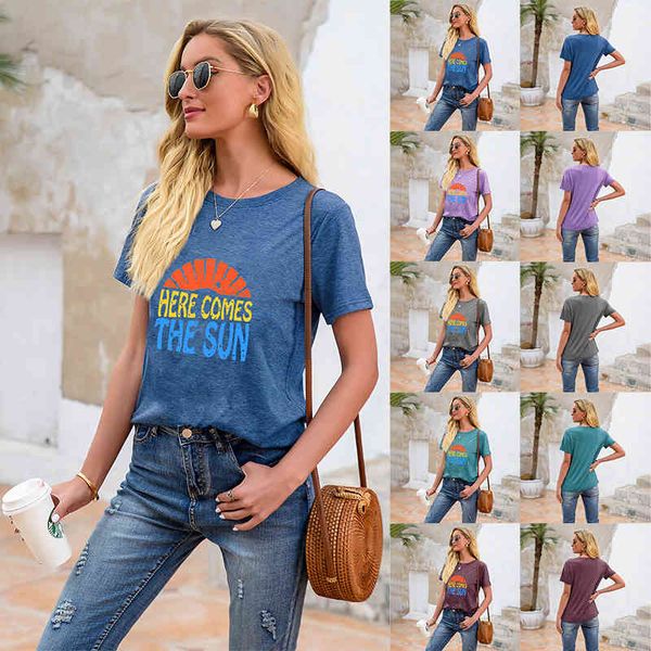 summer t shirt design sense women's fashion printing round ne short sleeve, White
summer t shirt design sense women's fashion printing round ne short sleeve, White