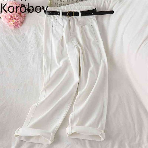 korobov new high waist women wide leg pants preppy style pockets vintage female trousers streetwear korean jeans 210430, Blue
korobov new high waist women wide leg pants preppy style pockets vintage female trousers streetwear korean jeans 210430, Blue