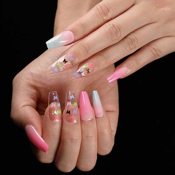 24pcs press on nails coffin 3d butterfly sequins pink blue colorful gradient nail decoration fake tips full cover acrylic1, Red;gold
24pcs press on nails coffin 3d butterfly sequins pink blue colorful gradient nail decoration fake tips full cover acrylic1, Red;gold