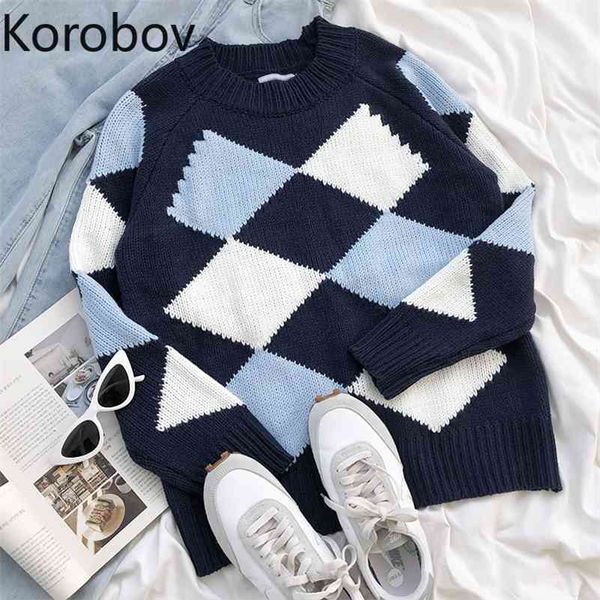 korobov autumn winter new women sweaters korean harajuku female pullovers vintage hit color patchwork plaid sueter mujer 210430, White;black
korobov autumn winter new women sweaters korean harajuku female pullovers vintage hit color patchwork plaid sueter mujer 210430, White;black