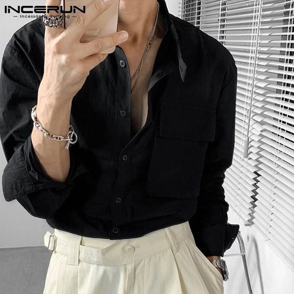 men's casual shirts 2021 blouse shirt loose button streetwear lazy style solid comfortable long-sleeved s-5xl incerun, White;black
men's casual shirts 2021 blouse shirt loose button streetwear lazy style solid comfortable long-sleeved s-5xl incerun, White;black
