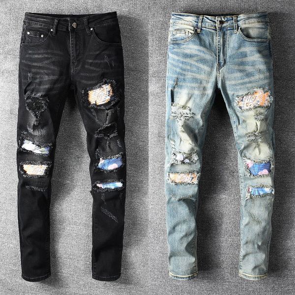 fashion jeans street , worn washed and patched elastic hip hop slim men's, Blue
fashion jeans street , worn washed and patched elastic hip hop slim men's, Blue