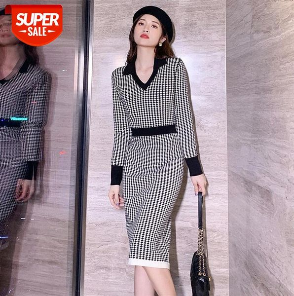 trench coat inside dress, elegant temperament houndstooth v-neck knitted long hip skirt trendy #4y2a, Black;gray
trench coat inside dress, elegant temperament houndstooth v-neck knitted long hip skirt trendy #4y2a, Black;gray