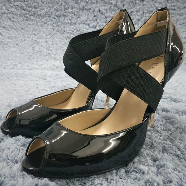 women stiletto thin iron high heel sandals cross strap peep toe black patent fashion party bridals ball lady shoe 3845-d
women stiletto thin iron high heel sandals cross strap peep toe black patent fashion party bridals ball lady shoe 3845-d