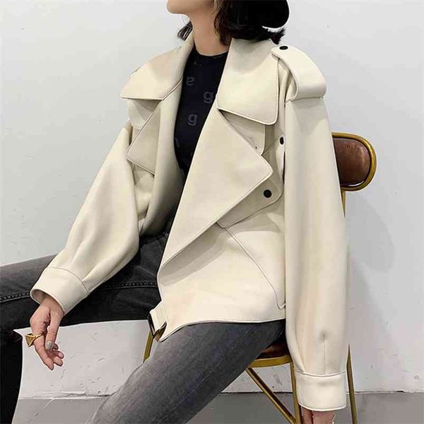 spring autumn black short loose pu leather jacket soft faux jackets street casual outwear women biker overcoat 210430
spring autumn black short loose pu leather jacket soft faux jackets street casual outwear women biker overcoat 210430