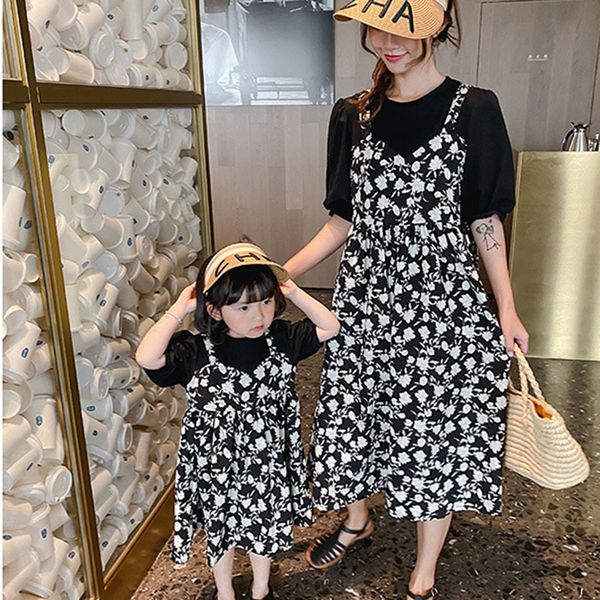 summer family look mother daughter fake two piece dress clothes matching outfits 210521, Blue
summer family look mother daughter fake two piece dress clothes matching outfits 210521, Blue