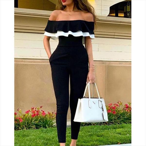 autumn winter slim overalls women romper black white patchwork ruffles off the shoulder casual bodysuit
autumn winter slim overalls women romper black white patchwork ruffles off the shoulder casual bodysuit