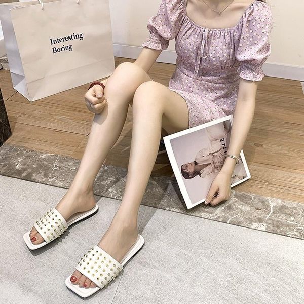 slippers rivet women's summer square toe slip-on fashion punk style casual leisure comfort women flat shoes plus size, Black
slippers rivet women's summer square toe slip-on fashion punk style casual leisure comfort women flat shoes plus size, Black
