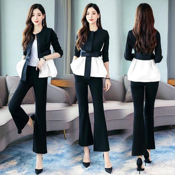 spring korean elegant black womens tracksuits and white patchwork 2 piece set women fashion outfits plus size clothing, Gray
spring korean elegant black womens tracksuits and white patchwork 2 piece set women fashion outfits plus size clothing, Gray