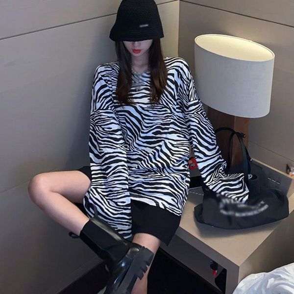 women's t-shirt retro zebra pattern women autumn loose casual long-sleeved female all-match top, White
women's t-shirt retro zebra pattern women autumn loose casual long-sleeved female all-match top, White