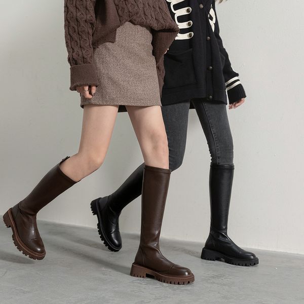 thick soled women's lean in autumn and winter 2021 high barrel knight below the knee small cowhide elastic boots, Black
thick soled women's lean in autumn and winter 2021 high barrel knight below the knee small cowhide elastic boots, Black