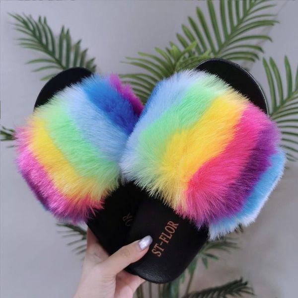 fashion multicolor fluffy women's slippers indoor flat plush fur women shoes sandals with rubber soles non-slip slides for home, Black
fashion multicolor fluffy women's slippers indoor flat plush fur women shoes sandals with rubber soles non-slip slides for home, Black