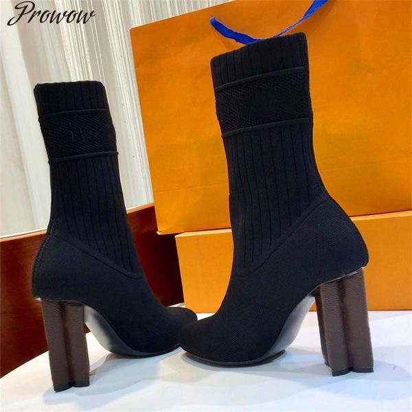 boots prowow knitted socks strange style stretch high-short high-heeled thin round toe designer shoes, Black
boots prowow knitted socks strange style stretch high-short high-heeled thin round toe designer shoes, Black