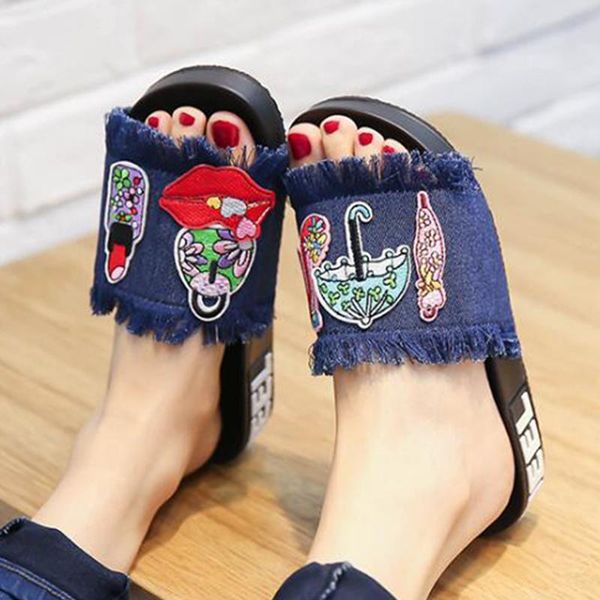 slippers women fashion platform mid heel flip flops beach sandals red lips denim shoes non-slip summer womens b32, Black
slippers women fashion platform mid heel flip flops beach sandals red lips denim shoes non-slip summer womens b32, Black