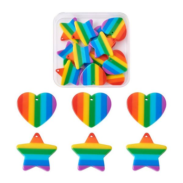 charms 12 pcs rainbow heart star plastic colorful stripe pendants for diy earrings necklaces jewelry making accessories 2 style, Bronze;silver
charms 12 pcs rainbow heart star plastic colorful stripe pendants for diy earrings necklaces jewelry making accessories 2 style, Bronze;silver