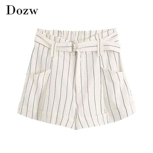 summer women elegant stripe shorts with belt pocket pleated casual office wear short zipper fly fashion spodenki damskie 210414, White;black
summer women elegant stripe shorts with belt pocket pleated casual office wear short zipper fly fashion spodenki damskie 210414, White;black