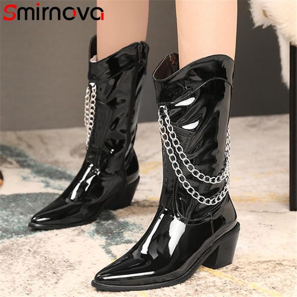 boots smirnova 2021 fashion shoes women mid calf pointed toe chain zip cool autumn winter western, Black
boots smirnova 2021 fashion shoes women mid calf pointed toe chain zip cool autumn winter western, Black