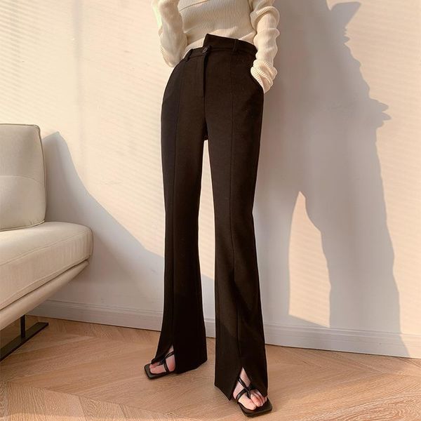 fashion flare streetwear women pants irregular waist polyester trousers loose split black bell bottom long pant, Black;white
fashion flare streetwear women pants irregular waist polyester trousers loose split black bell bottom long pant, Black;white