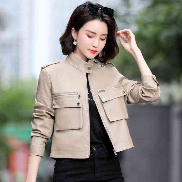 autumn 2021 new women's leisure women's slim leather et motorcycle cloth, Black;brown
autumn 2021 new women's leisure women's slim leather et motorcycle cloth, Black;brown