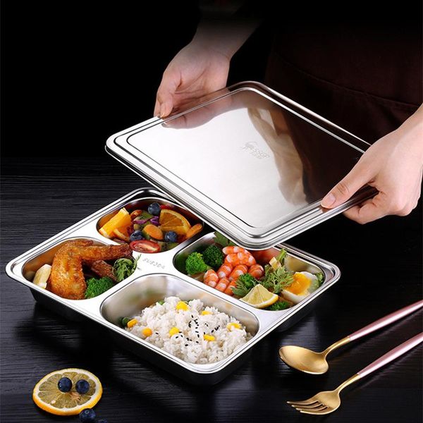 dishes & plates portable 304 stainless steel 5 compartment fast tray with lid divided for atdult school kid toddlers lunch box
dishes & plates portable 304 stainless steel 5 compartment fast tray with lid divided for atdult school kid toddlers lunch box
