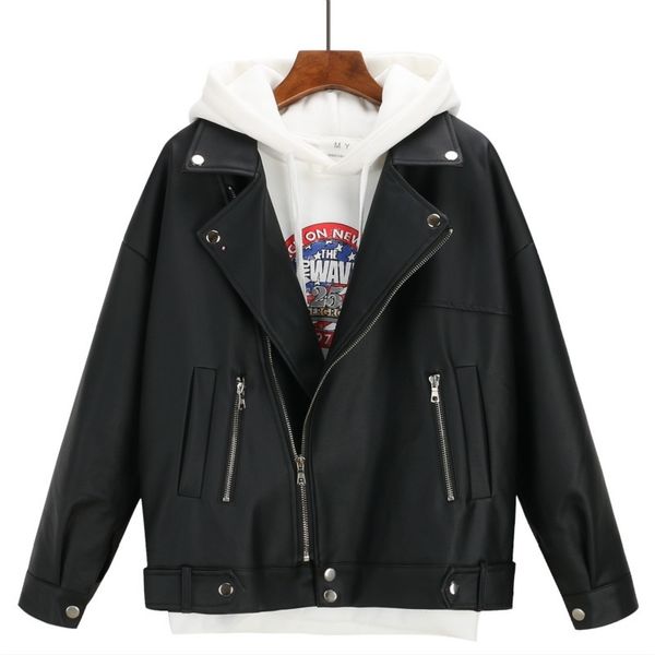 new arrival women autumn winter leather jacket oversized boyfriend korean style female faux coat outwear black 210422, Black;brown
new arrival women autumn winter leather jacket oversized boyfriend korean style female faux coat outwear black 210422, Black;brown
