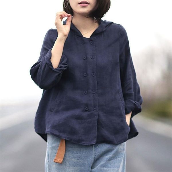 spring autumn arts style women double breasted casual hooded coat loose cotton linen solid jackets femme coats m286 210512, Black;brown
spring autumn arts style women double breasted casual hooded coat loose cotton linen solid jackets femme coats m286 210512, Black;brown