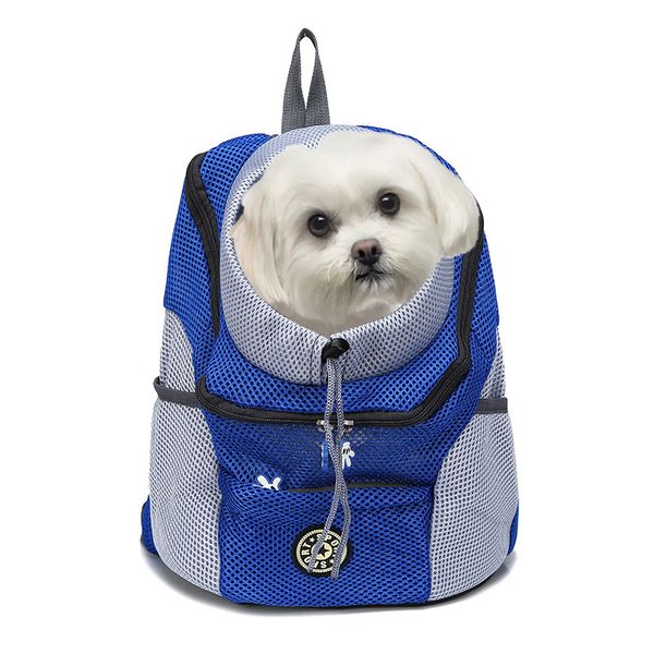 2021 New Out Doube Shouder Portabe Trave Backpack Outdoor Pet Dog Carrier Bag Pet Dog Front Bag Mesh Backpack Head whoesae