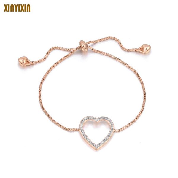 link, chain cute crystal heart charm bracelet for women simple rose gold pulsera jewelry adjustable armbanden bijoux femme gift, Black
link, chain cute crystal heart charm bracelet for women simple rose gold pulsera jewelry adjustable armbanden bijoux femme gift, Black