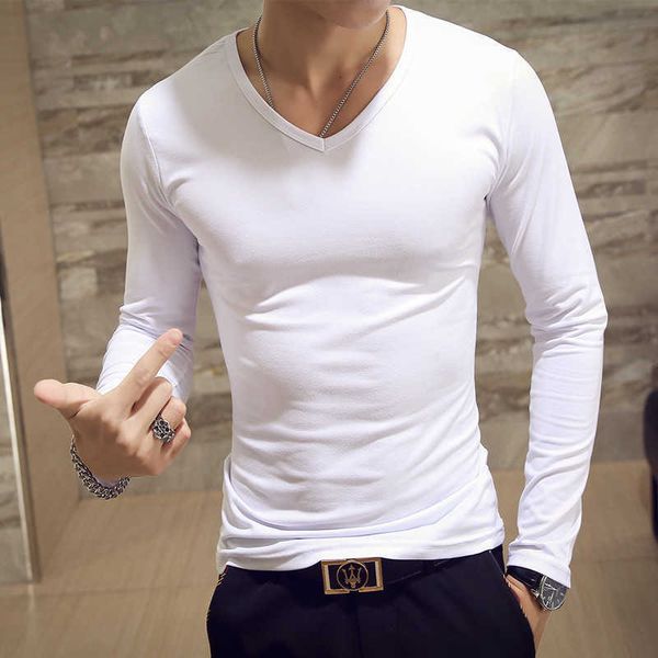 long spring men's sleeve round neck slim fitting t-shirt bottomed shirt t white solid color top, White;black
long spring men's sleeve round neck slim fitting t-shirt bottomed shirt t white solid color top, White;black