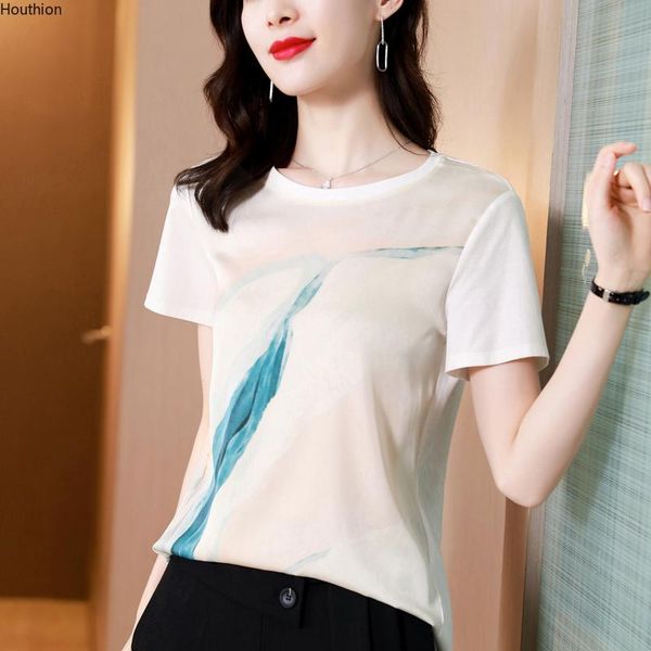 women's t-shirt loose summer casual o-collar the satin printing fashion t shirt short sleeve tees 10017, White
women's t-shirt loose summer casual o-collar the satin printing fashion t shirt short sleeve tees 10017, White