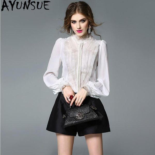women's blouses & shirts spring summer silk shirt white blouse ruffle long sleeve womens and blusas mujer de moda 2021 kj1783
women's blouses & shirts spring summer silk shirt white blouse ruffle long sleeve womens and blusas mujer de moda 2021 kj1783