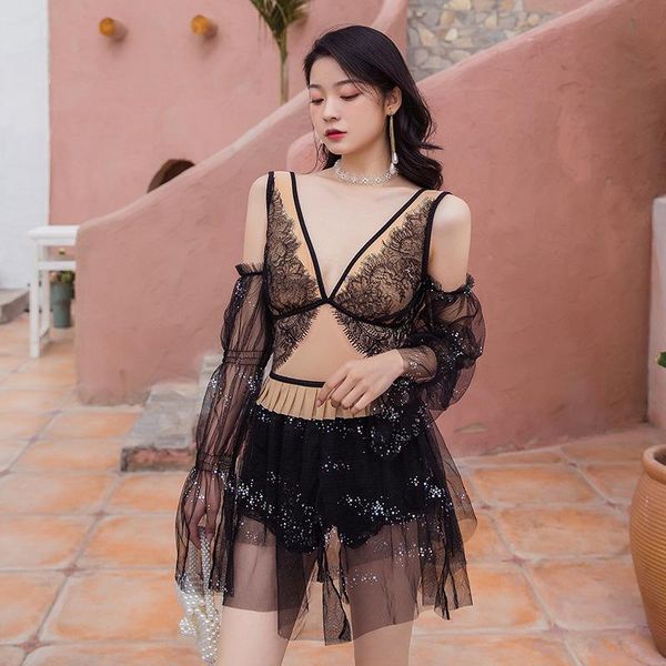 one-piece suits one piece swimsuit women's swimsuits bathing suit woman female korean removable long sleeve bubble mesh print lace v-ne
one-piece suits one piece swimsuit women's swimsuits bathing suit woman female korean removable long sleeve bubble mesh print lace v-ne