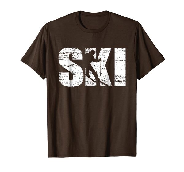 cool distressed skiing t-shirt for skiers, White;black
