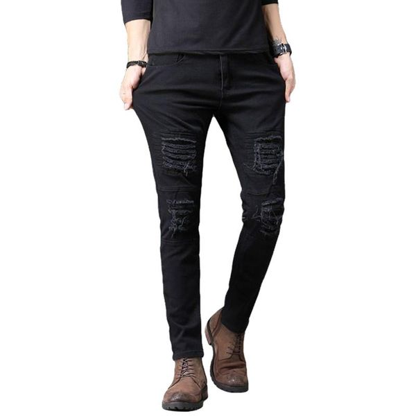 est arrival men casual trousers solid color high waist pants male ripped hollow out outfits plus size men's, Black
est arrival men casual trousers solid color high waist pants male ripped hollow out outfits plus size men's, Black