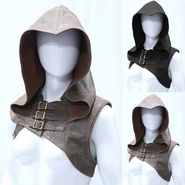 men's jackets cowl hood solid color hooded sleeveless buckles halloween cosplay costume for, Black;brown
men's jackets cowl hood solid color hooded sleeveless buckles halloween cosplay costume for, Black;brown