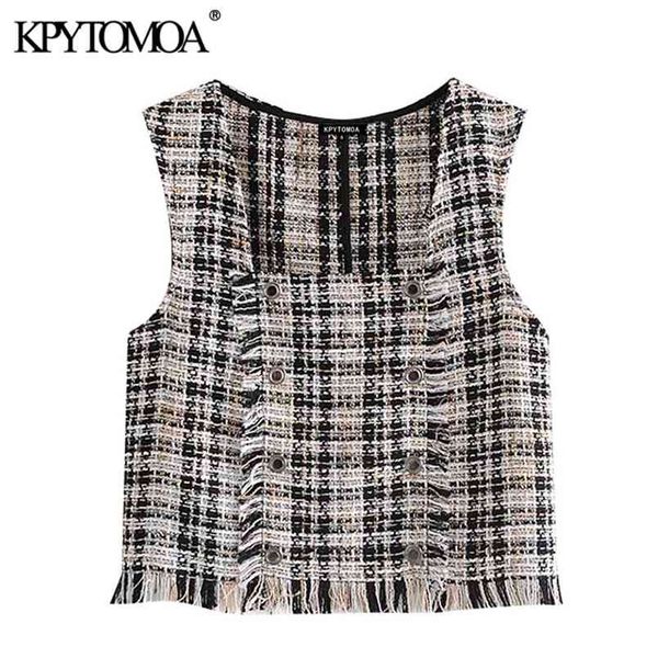 women fashion with frayed trim tweed check waistcoat square collar sleeveless female vest coat chic 210420, White
women fashion with frayed trim tweed check waistcoat square collar sleeveless female vest coat chic 210420, White
