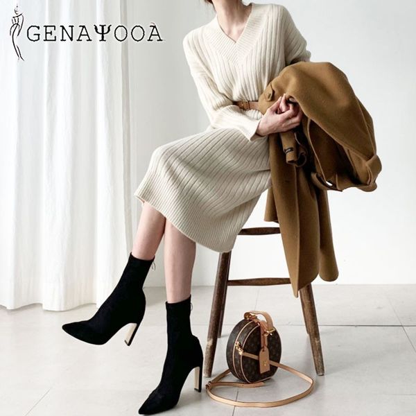 genayooa winter casual korean v neck elegant knitted sweater dress women dresses long sleeve 210417, Black;gray
genayooa winter casual korean v neck elegant knitted sweater dress women dresses long sleeve 210417, Black;gray