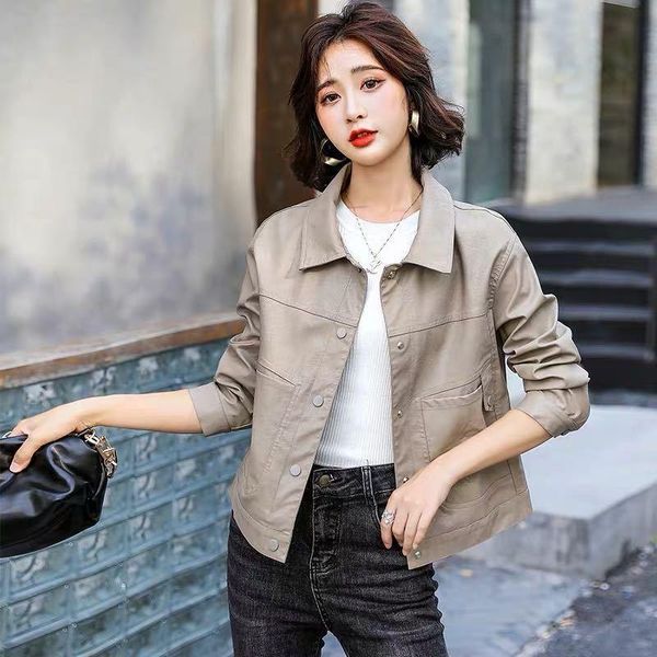 women's jackets loose short female pu leather coat, small man, 2021 spring and autumn, casual handsome motorcycle suit,, Black;brown
women's jackets loose short female pu leather coat, small man, 2021 spring and autumn, casual handsome motorcycle suit,, Black;brown