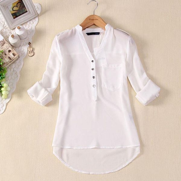 women's blouses & shirts women v-neck chiffon long sleeve casual shirt blouse spring summer solid color formal cardigan bottom for, White
women's blouses & shirts women v-neck chiffon long sleeve casual shirt blouse spring summer solid color formal cardigan bottom for, White