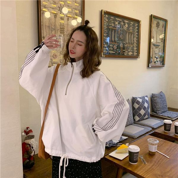 women's hoodies & sweatshirts casual style turtleneck zippers long sleeve pockets clothing side striped oversize harajuku korean, Black
women's hoodies & sweatshirts casual style turtleneck zippers long sleeve pockets clothing side striped oversize harajuku korean, Black