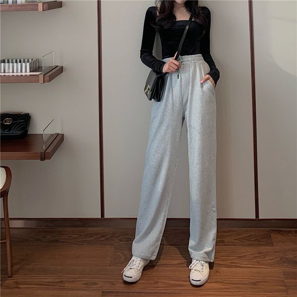 pants women sweatpants spring korean double-wear casual trousers loose high waist elastic straight wide leg pants, White
pants women sweatpants spring korean double-wear casual trousers loose high waist elastic straight wide leg pants, White