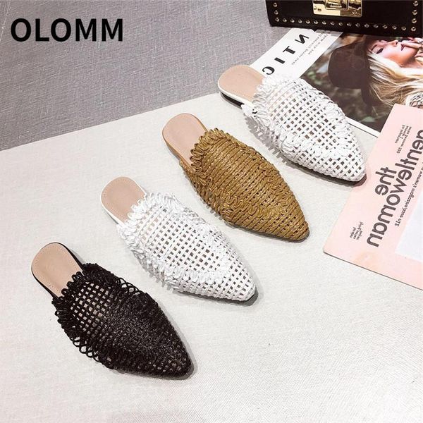 slippers olomm pointed pu flat mueller women's summer woven fashion low heel elegant shallow mouth ladies women sandals, Black
slippers olomm pointed pu flat mueller women's summer woven fashion low heel elegant shallow mouth ladies women sandals, Black