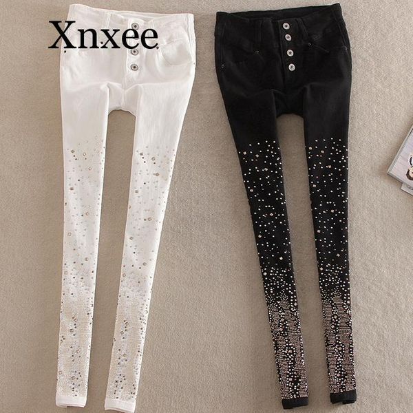 women's jeans cotton women rhinestone high waist single breasted denim pants feet pencil plus size skinny white black crystal, Blue
women's jeans cotton women rhinestone high waist single breasted denim pants feet pencil plus size skinny white black crystal, Blue