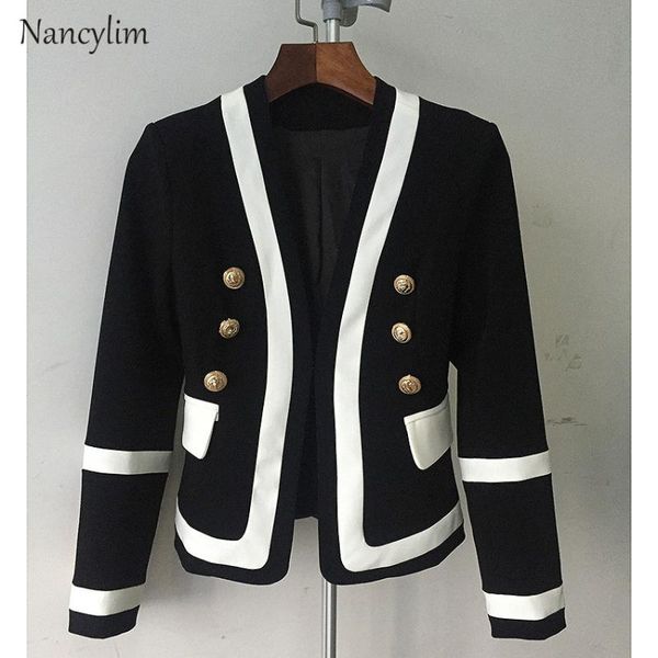 women's suits & blazers handsome jacket double-breasted black and white contrast color classic slim-fit suit ladies high street wear bl, White;black
women's suits & blazers handsome jacket double-breasted black and white contrast color classic slim-fit suit ladies high street wear bl, White;black