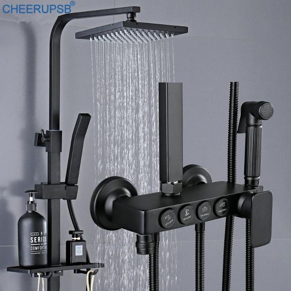 thermostatic shower set bathroom wall mount black system cold mixer bath faucet square head spa rainfall brass taps sets
thermostatic shower set bathroom wall mount black system cold mixer bath faucet square head spa rainfall brass taps sets